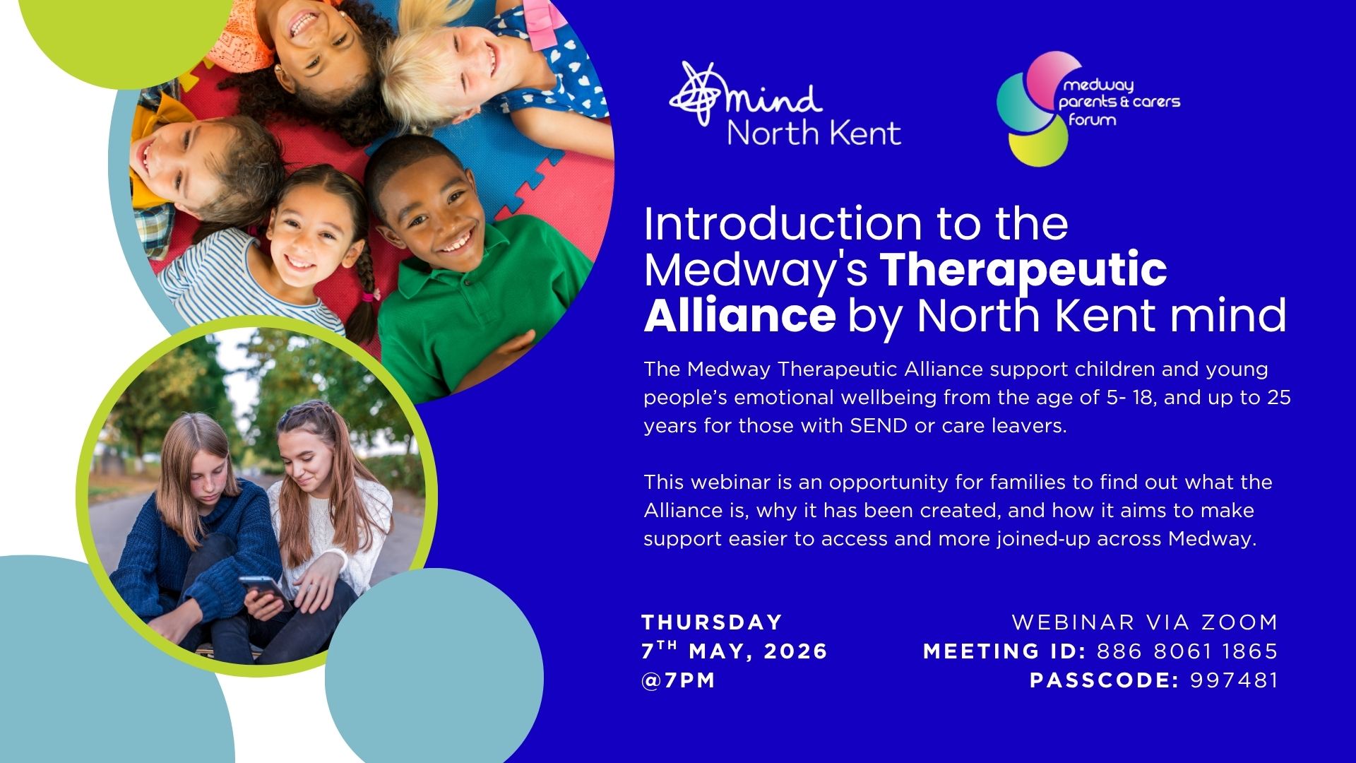 medway-parent-and-carer-north-kent-mind-theraputic-aliance-zoom-meeting-to-support-parents-7th-may-@7pn-parent-carer. Medway Therapeutic Alliance with North Kent Mind